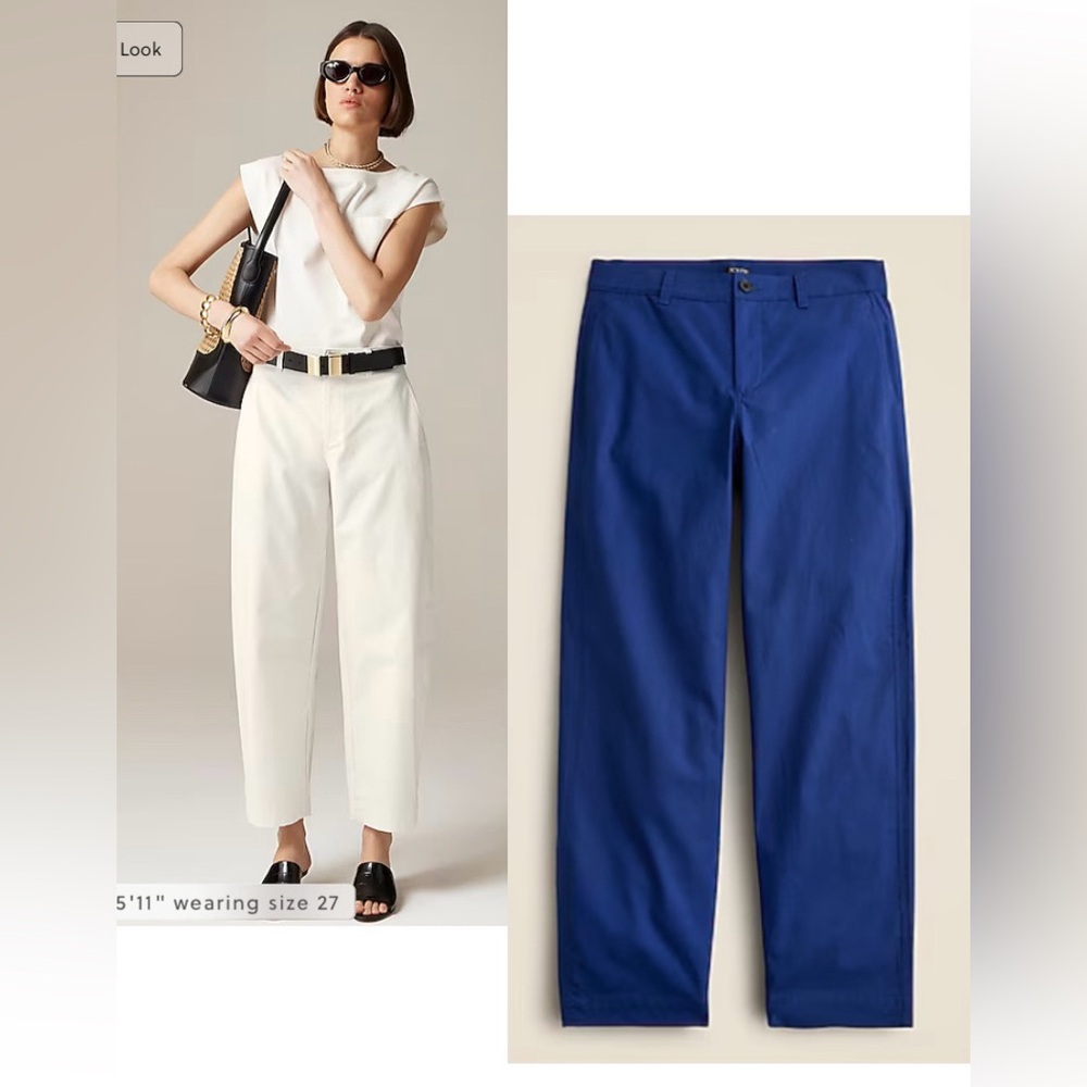 NWT - J Crew Barrel-leg pant in cotton blend, 29 women, Tropical Cove blue